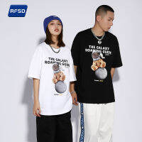 2022 Springsummer New Fashion nd Street Loose Bear Cartoon Print Mens Casual 100 Cotton Short-sleeved Harajuku T-shirt