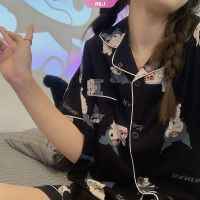 COD SDFGERGERTER Sanrios Anime Kawaii My Melody Kuromi Pajamas Womens Summer Ins Style High-value Cartoon Cute Short-Sleeved Summer Casual Latest Home Clothes Suit