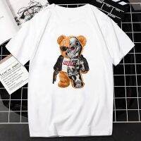 Cool Robotic Graphic Tops Funny Teddy Bear Tshirt Harajuku Cartoon Streetwear Women Men Casual Fashion Tee Roupas Masculinas XS-6XL