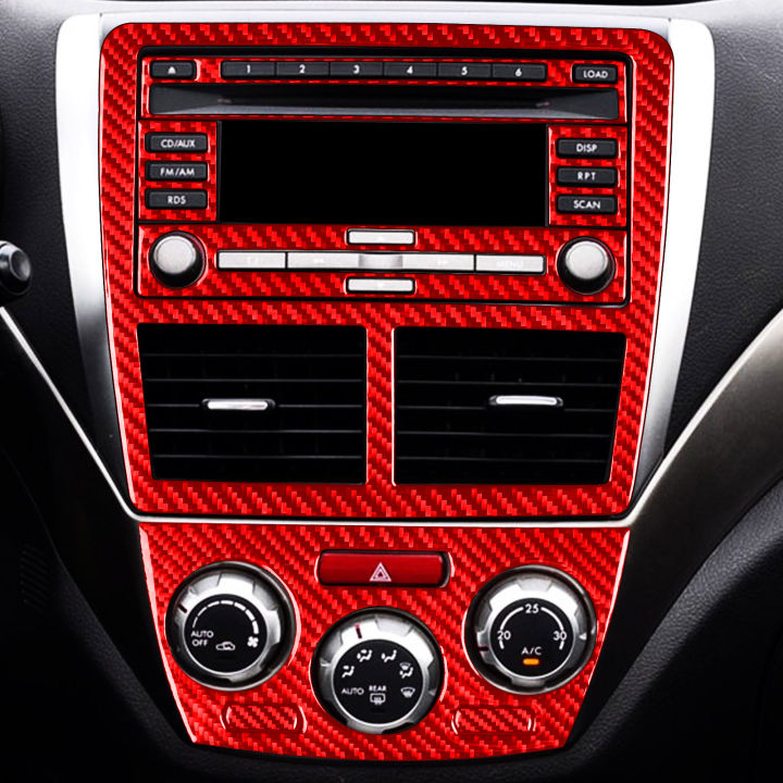 สำหรับ-subaru-impreza-2009-2010-2011อุปกรณ์เสริมรถคาร์บอนไฟเบอร์ภายในแผงควบคุมกลางชุด-cd-air-outlet-trim-sticker