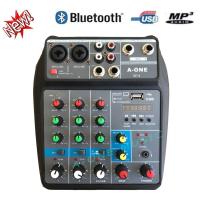 A-ONE MUSIC มิกเซอร์ MINI 4-channel มีBluetooth MP3 USB SD รุ่น MIXER W-4