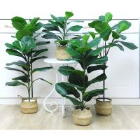 Artificial Fiddle Leaf Fig Tree Twig Stem, Fake Green Leaves Bouquet Faux Greenery Plants Branches for Wedding Party Indoor Outdoor Yard Office Home Decor