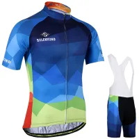 SIILENYOND Summer Anti-UV Cycling Jersey Set Bicycle Clothing Suit with 3D Gel Pad Breathable Cycling Clothing Suit