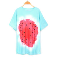 Women‘s Watermelon Tie-dye Printed Casual Long T-shirt Loose Vacation Beach Street Style T Shirts Women 2020 Summer Oversize