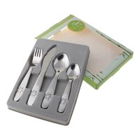 ●๑ 4pcs/set Baby Teaspoon Spoon Food Feeding Fork Knife Utensils Set Stainless Steel Kids Learning Eating Habit Children Tableware