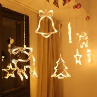 LED Christmas Lights Holiday Fairy String Curtain Lights Xmas Tree Deer Stars Garland Lighting Window Indoor Outdoor Decor Lamps