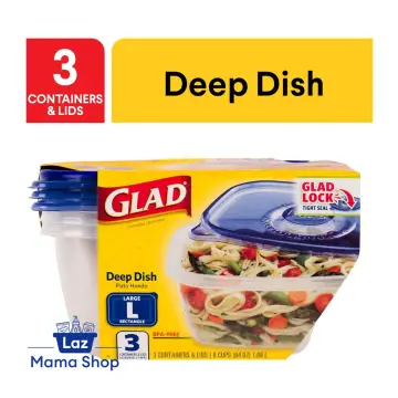 Glad Home Collection Containers & Lids, Deep Dish, Large, Rectangle, 64  Ounce, Plastic Bags