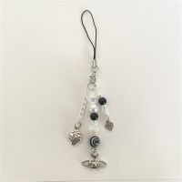 【VV】  amp;white pearl star phone charm keychain chain handmade grunge y2k With planet strawberry amp;swirly heart