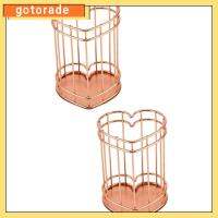 GOTORADE 2Pcs เหล็กไร้สนิม ที่ใส่ปากกา สีชมพูอมชมพู อุปกรณ์จัดระเบียบสำนักงาน ที่วางดินสอ ของใหม่ เครื่องเขียนอุปกรณ์เครื่องเขียน ที่เก็บดินสอ ออฟฟิศสำหรับทำงาน