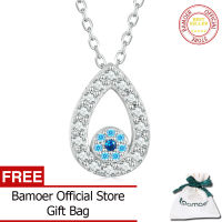 BAMOER 925เงินสเตอร์ลิงรูปหยดน้ำสีน้ำเงิน Zircon Devil S Eye Pendant สร้อยคอผู้หญิง Classic Neck Chain เครื่องประดับ BSN275