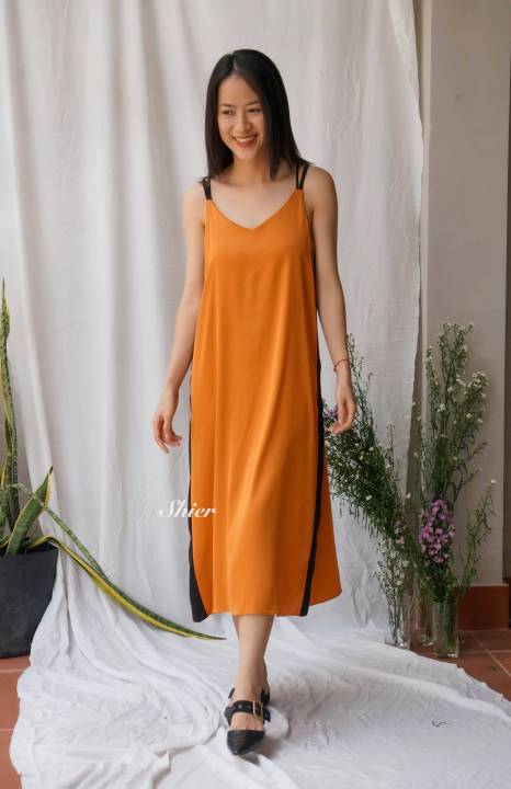 HCM] Váy Đầm Lụa Mẫu Thiết Kế Hoài An Kiểu Váy 2 Dây Form Dáng Suông