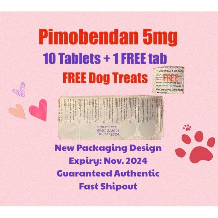 PIMOBENDAN 5 mg for Dogs (10 Tablets) 1 FREE Tablet Dog Treats (Exp