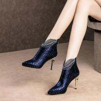 Comemore Peacock Pattern Embossed Leather Boot Woman Ankle Boots Low Heel Party Womens Winter Shoes 2021 Female Footware Autumn