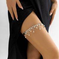 【CW】◕☒  PuRui Imitation Thigh Leg Chain Rhinestone Elastic Band Jewelry Wedding