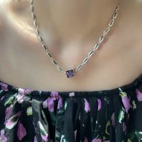 ◄✽¤ 925 sterling silver necklace niche fashion design double color cube chain hollow out joker restoring ancient ways do old neck chain