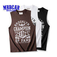 MBBCAR เสื้อยืดสไตล์ทำงานของผู้ชาย2023สำหรับวัยรุ่นฤดูร้อนใหม่เสื้อยืดแนวสตรีทแขนกุดพิมพ์ตัวอักษร200G เสื้อกั๊กสเวตเชิ้ตสำหรับเสื้อกล้ามกีฬา