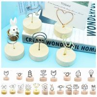 Desktop Ornament Home Decoration Memo Card Round Wooden Base Message Paper Support Picture Holder Frame Photo Clips Clips Pins Tacks