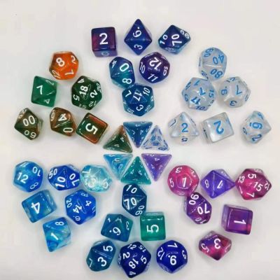 NOTION 7Pcs/set เกมตาราง ลูกเต๋า DND D4 D6 D8 D10 D12 D20 7-Die ลูกเต๋าเกม หลายเหลี่ยมเพชรพลอย อะคริลิค ลูกเต๋าหลายด้าน TRPG DND