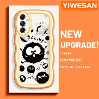 YIWESAN เคส A24ปลอกสำหรับ Samsung การ์ตูนสีดำถ่านหินบอลดีไซน์ใหม่ขอบคลื่นนุ่มกันกระแทกแบบใสเคสมือถือโปร่งใสลายกล้องถ่ายรูปเคสป้องกันอย่างเรียบง่ายอ่อนโยน