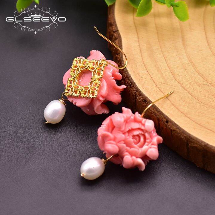 glseevo-handmade-pink-coral-flower-drop-ethnic-earrings-natural-fresh-water-pearl-jewelry-for-women-girls-party-plata-925-ge0927