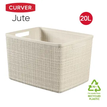 Curver Jute Large Grey Plastic Storage Basket 