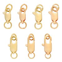 2Pcs 10 12 14 16mm Metal Lobster Clasps Claw Hooks With Rings 18K Gold Plated Beads For DIY Jewelry Components Making Bracelets Beads