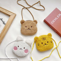 Cartoon Bear Girls Plush Shoulder Bag Autumn Winter Cute Rabbit Kids Messenger Children Kawaii Crossbody Bag Keys Coin Wallet