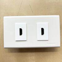 Wall Plate 2 HDMI พร้อมหัวต่อแบบตรง socket panasonic 2 ช่อง สำหรับต่อพ่วงสาย HDMI