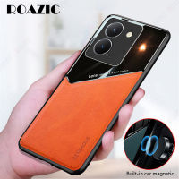 ROAZIC สำหรับ VIVO Y36 5G ปกหนังเคสโทรศัพท์ในตัวรถเคสป้องกันจานแก้วโลหะ