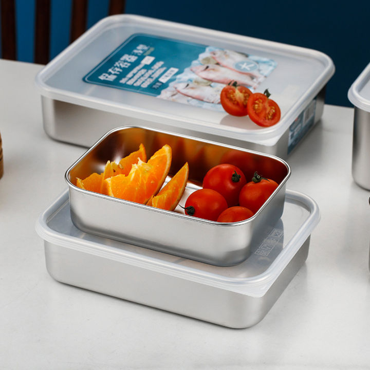 ถาดเสิร์ฟอาหารพร้อมฝาปิดตู้เย็น-crisper-buffet-presentation-trays-rectangle-plates-kitchen-organizer-storage-container