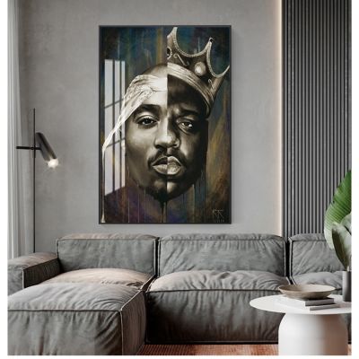 2pac ศิลปะบนผนังภาพวาดบนผ้าใบของตกแต่งบ้านภาพเหมือนของภาพวาดผ้าใบขนาดใหญ่และ Tupac บน0717