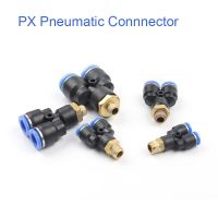 PX Y Type Tee Air Pneumatic Fittings Quick Connector 4mm-12mm OD Hose Male Thread Pipe Coupler M5" 1/8" 1/4" 3/8" 1/2"  bsp Coup Pipe Fittings Accesso