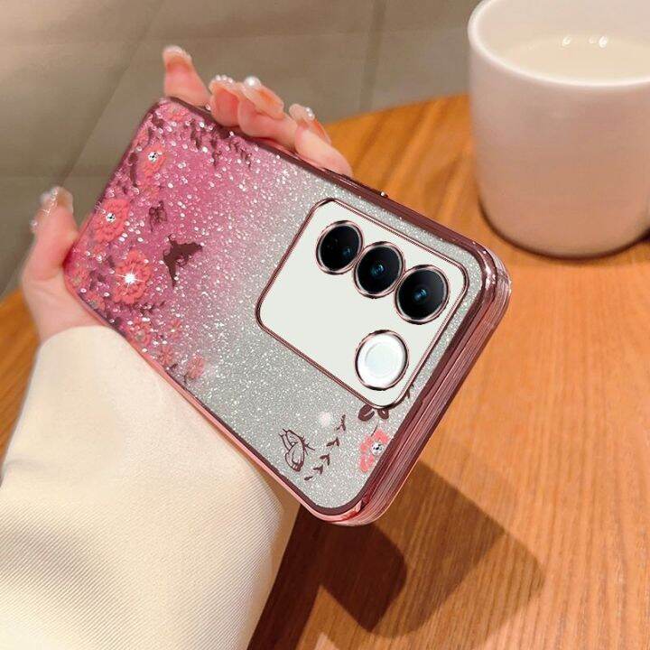 เคสกลิตเตอร์-v23-v25e-สำหรับ-vivo-v29-v27-v27e-v23e-5g-4g-2023-2022ฝาหลังอ่อนนุ่มเคสกันกระแทกมือถือแวววาวซิลิโคน-tpu-ยืดหยุ่นป้องกันดอกไม้ไล่ระดับสี