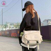 ฮาราจูกุกระเป๋า Crossbody สีทึบผู้หญิงแฟชั่นกวดวิชากระเป๋าหนังสือกระเป๋าสะพายไนลอน Kawaii แบบพกพาสำหรับสาวนักเรียน