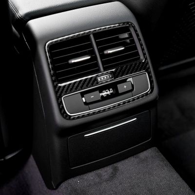 Auto Interior Carbon Fiber Car Rear Air Outlet Panel Sticker Cover Decorative Trim Decal For Audi A4 B9 RS4 S4 2017 2018 2019
