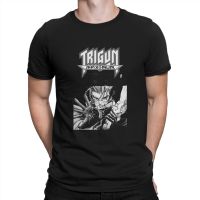 Black And White Stampede T Shirts For Men 100% Cotton Novelty T-Shirt Crewneck Trigun Tees Short Sleeve Tops Graphic Printed