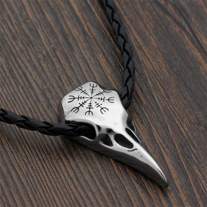 hunshipengshengshangmao-seusuk-crow-pendant-rune-amulet-mens-necklace-jewelry