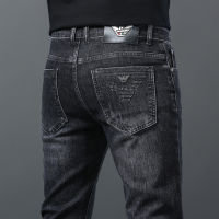 Spot Light Luxury Brand Jeans MenS Korean Version Of Spring And Summer Thin High -End Slim -Fitting Straight Stretch