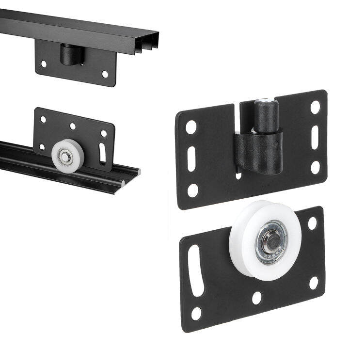 thumbnail image 2 of Black Wardrobe Sliding Door Pulley Wheels - 1 Set Cabinet Roller Replacement Hardware 2 of 10