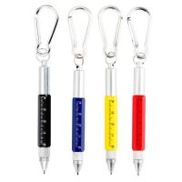 6 in 1 Mini Capacitive Touchscreen Pen with Carabiner Metal Screwdriver Keychain Scale Ballpoint Pen Gift Multifunction Tool Pen Stylus Pens