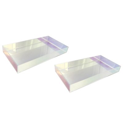 2X Acrylic Transparent Water Cup Tray Teacup Jewelry Storage Tray Creative Simple Color Dessert Decorative Tray