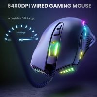 ONIKUMA ปุ่มโปรแกรม Mouse Gaming RGB 7ปุ่ม6ระดับปรับ6400 DPI พร้อมเมาส์แสงแบบไดนามิกเหมาะกับสรีระสำหรับนักเล่นเกมแล็ปท็อป PC Meimiao