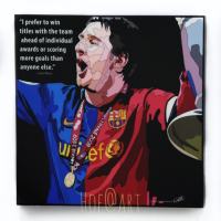 Lionel Messi #4 ลีโอเนล เมสซี่ ​Barcelona บาร์เซโลน่า อาร์เจนตินา รูปภาพ​ติด​ผนัง​ pop art พร้อมกรอบและที่แขวน ฟุตบอล​ กรอบรูป​​ รูปภาพ แต่งบ้าน