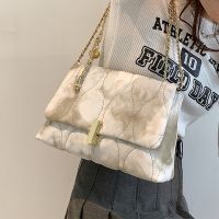 High-end chain bag womens new fashion embroidery thread shoulder bag winter foreign style chain Messenger bag 【QYUE】