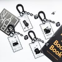 Cartoon Black Cat Embossed Slipcover Card Holder Double Sided Transparent Acrylic Card Case Student Polaroid Photocard Protect Sleeves ID Bank 【AUG】