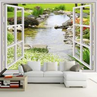 【cw】 Custom Wall Mural Wallpaper Window Garden Small Room Bedroom Photo Paper
