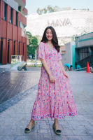 Chic No.9 - Long V Candy Boho Dress เดรสโบฮีเมี่ยนสีชมพู เดรสเที่ยว