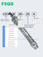 CDM2B20-165,175,200,225,250,300,350 Z A AZ JCDM2B20-100,120-M9NL FSQD SMC กระบอกลมนิวเมติกประเภทมาตรฐาน CM2 CDM2B ซีรีส์