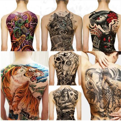 Cool Water Transferขนาดใหญ่Tigerปลามังกรหมาป่าเต็มรูปแบบสติ๊กเกอร์รอยสักS TemporaryTattooสติ๊กเกอร์รอยสักกันน้ำรูปลอกแทททูกันน้ำ15วัน