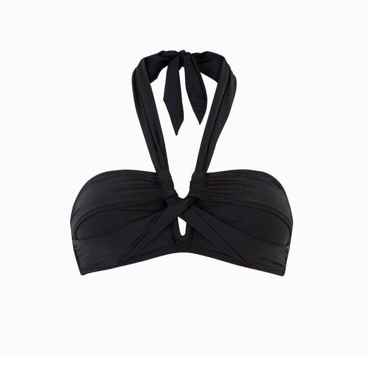 Marks & Spencer Women's Padded Twist Halter Neck Bikini Top (Black
